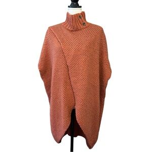 Simply Noelle Reversible Crossover Wrap Poncho Cardigan Sweater SZ S/M in Orange